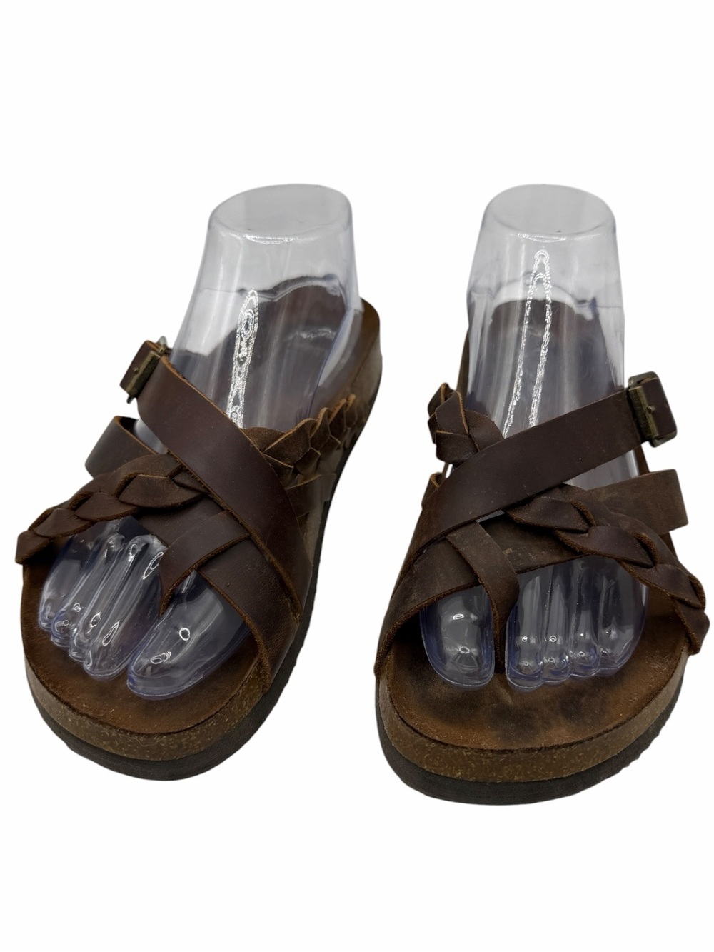 White Mountain Footbeds Harrington Brown Leather Sandals - Size 7